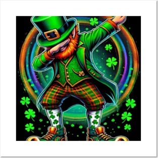 St Patricks Day Dabbing Leprechaun Boys Girls Men Dab Dance Posters and Art